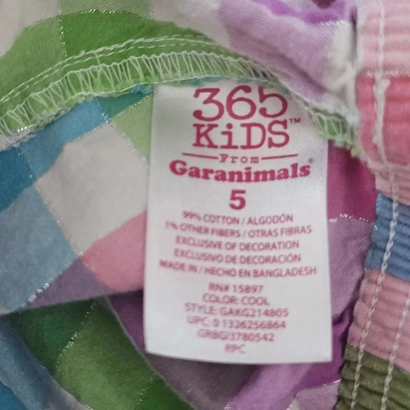 Multicolored girls plaid shorts size 5 by 365 kids pink,‎ purple, blue, green - Picture 3 of 3